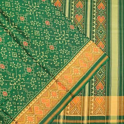 Rajkot Patola Silk Ikat Dark Green Saree