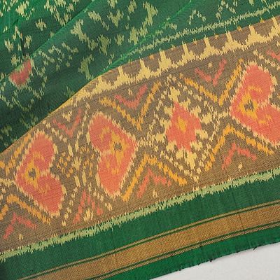 Rajkot Patola Silk Ikat Dark Green Saree