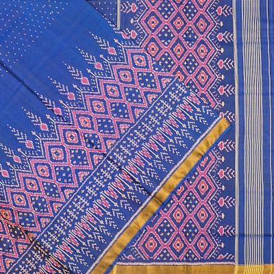 Rajkot Patola Silk Ikat Dark Blue Saree