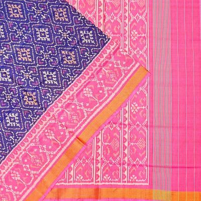 Rajkot Patola Silk Ikat Blue Saree