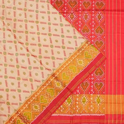 Rajkot Patola Silk Ikat Cream Saree