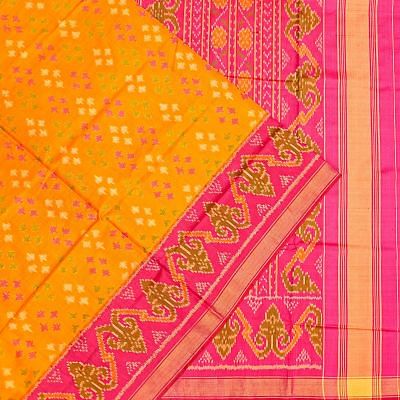 Rajkot Patola Silk Ikat Mustard Yellow Saree