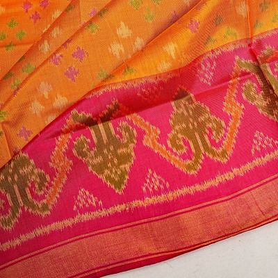 Rajkot Patola Silk Ikat Mustard Yellow Saree