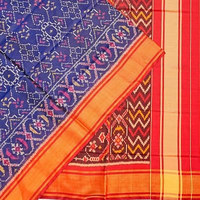 Rajkot Patola Silk Ikat Dark Blue Saree