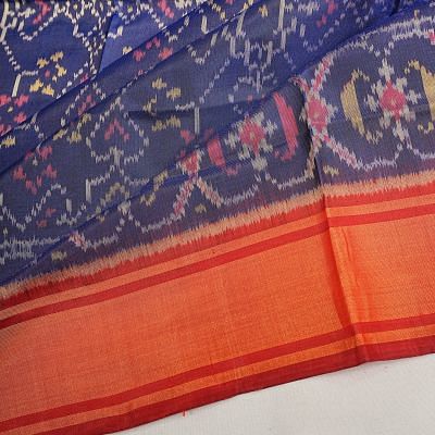 Rajkot Patola Silk Ikat Dark Blue Saree