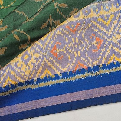 Rajkot Patola Silk Ikat Dark Green Saree