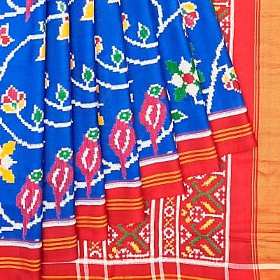 Patan Patola Silk Double Ikat Royal Blue Saree