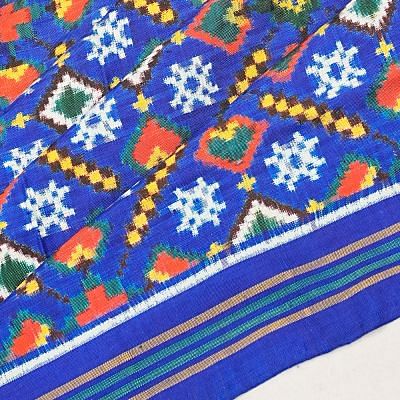 Patan Patola Silk Double Ikat Pan Bhat Blue Saree