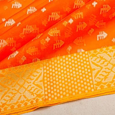 Banarasi Kora Organza Butta Orange Saree