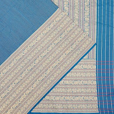 Banarasi Silk Checks Blue Saree