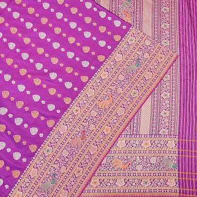 Banarasi Silk Butta Violet Saree