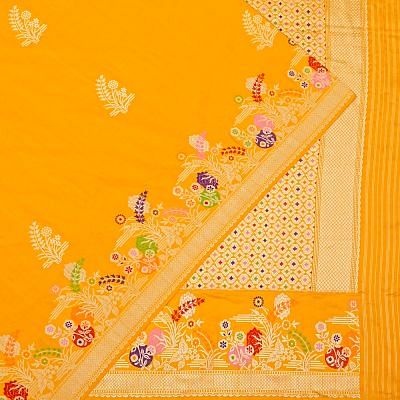 Banarasi Silk Butta Yellow Saree