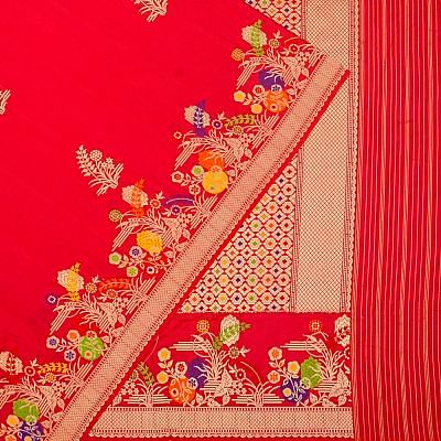 Banarasi Silk Butta Red Saree