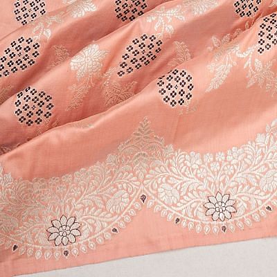 Banarasi Silk Jaal Pastel Orange Saree