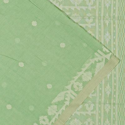 Phulia Cotton Jamdani Butta Pastel Green Saree