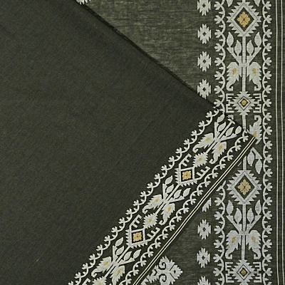 Phulia Cotton Plain Black Saree With Jamdani Border And Pallu