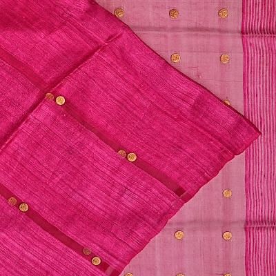 Organza And Jute Butta Rani Pink Saree