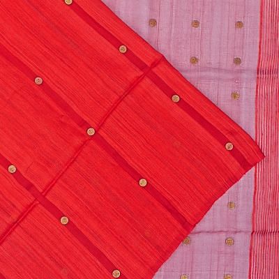 Organza And Jute Butta Red Saree