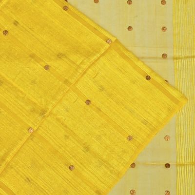 Organza And Jute Butta Lemon Yellow Saree