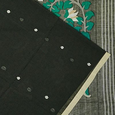 Phulia Cotton Butta Black Saree