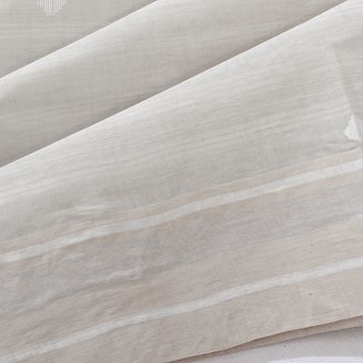 Dhakai Handspun Cotton Horizontal Lines And Butta Off White Saree With Jamdani Pallu