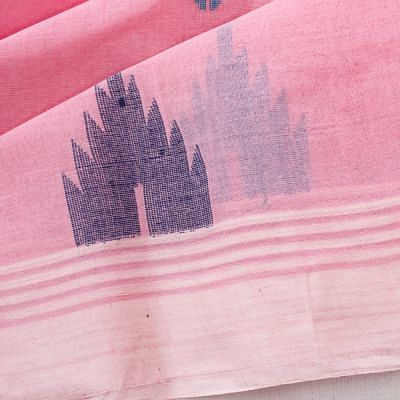 Dhakai Handspun Cotton Butta Baby Pink Saree With Jamdani Pallu