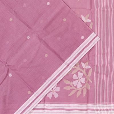 Dhakai Handspun Cotton Butta Pink Saree With Jamdani Pallu