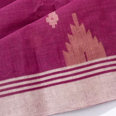 Dhakai Handspun Cotton Butta Purple Saree With Jamdani Pallu