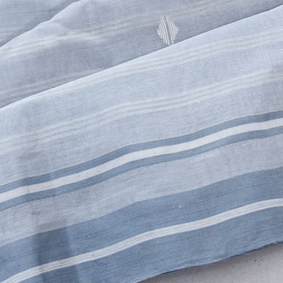 Dhakai Handspun Cotton Horizontal Lines And Butta Pastel Grey Saree With Jamdani