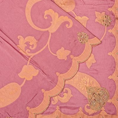 Banarasi Silk Jaal Lavender Saree With Zardosi Work Scallop Border