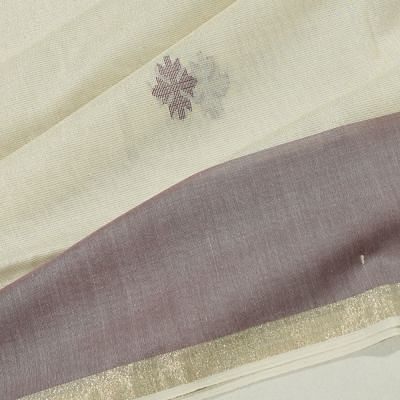 Phulia Cotton Horizontal Lines And Butta White Saree