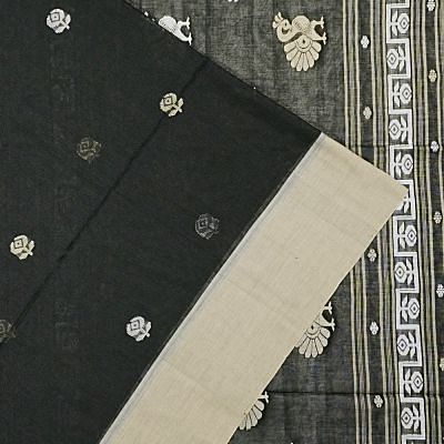 Phulia Cotton Butta Black Saree