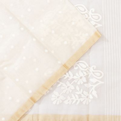 Dhakai Kora Organza Jamdani Butta White Saree