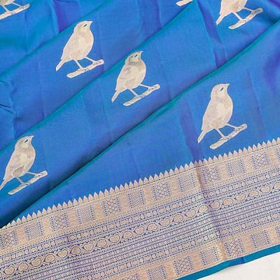 Taranga Kanchi Silk Butta Blue Saree