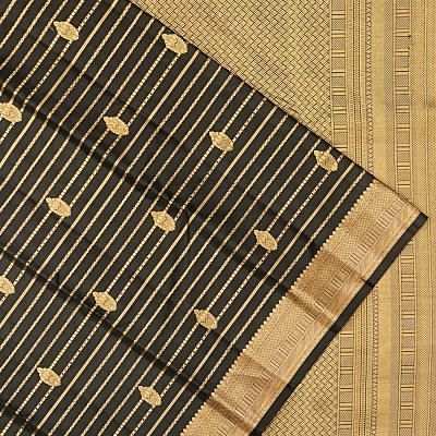 Taranga Kanchi Silk Horizontal Lines And Butta Black Saree