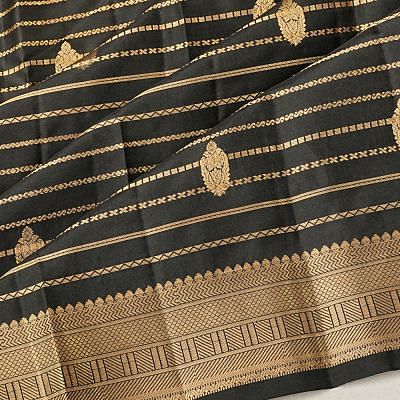 Taranga Kanchi Silk Horizontal Lines And Butta Black Saree