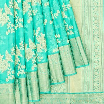 Taranga Kanchi Silk Jacquard And Jaal Sea Green Saree