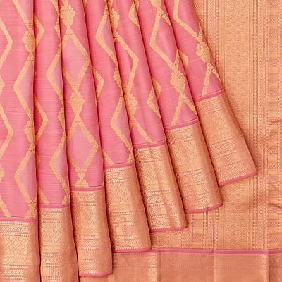 Kanchipuram Silk Jaal Pink Saree