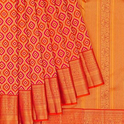 Taranga Kanchi Silk Brocade Pink And Orange Saree