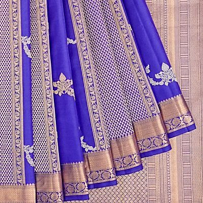 Kanchipuram Silk Brocade Royal Blue Saree