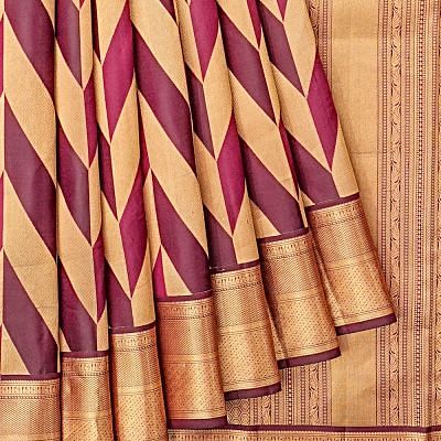 Kanchipuram Silk Geometrical Brocade Purple Saree