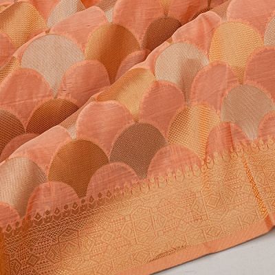 Dola Silk Geometrical Brocade Peach Saree