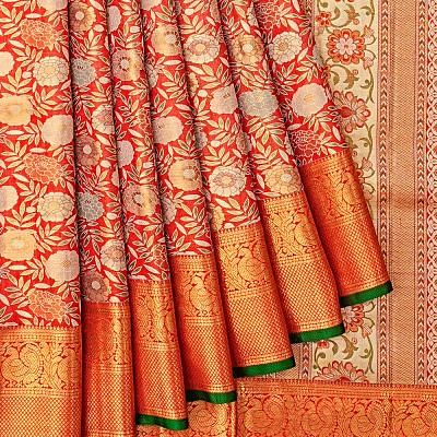 Kanchipuram Silk Brocade Red Saree