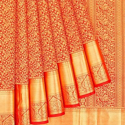 Taranga Kanchi Silk Brocade Red Saree