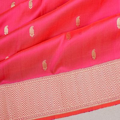 Banarasi Silk Butta Dual Tone Pink And Orange Saree