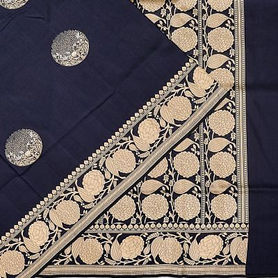 Banarasi Silk Butta Dark Blue Saree