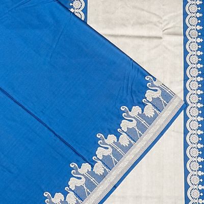 Banarasi Satin Plain Blue Saree