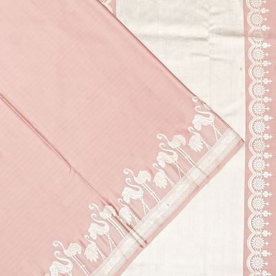 Banarasi Satin Plain Peach Saree