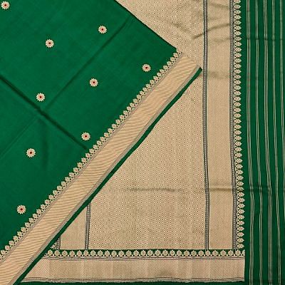 Banarasi Silk Butta Dark Green Saree