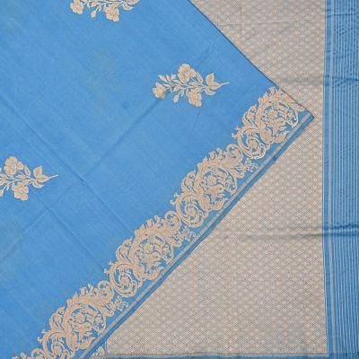 Banarasi Silk Butta Powder Blue Saree